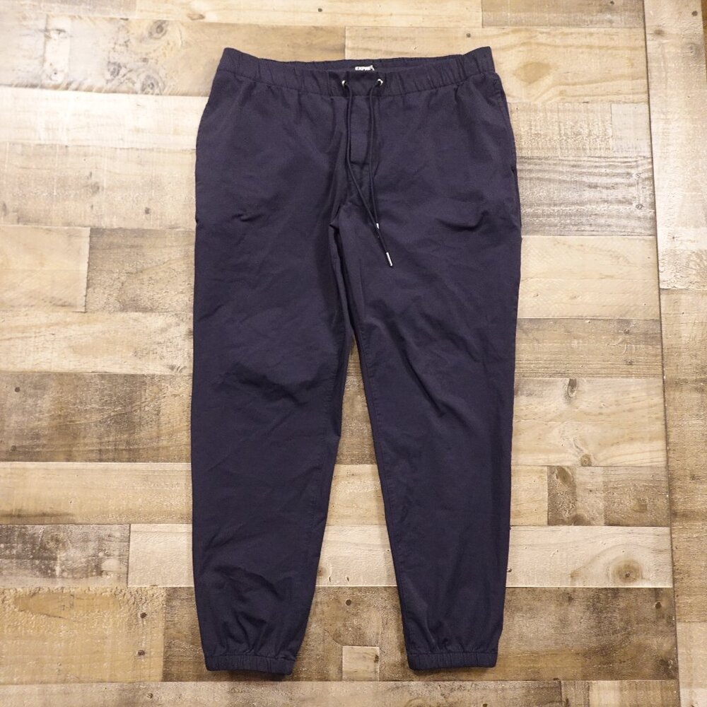 Express Jogger Pants Men’s Large Navy Blue Tapered Stretch Athleisure